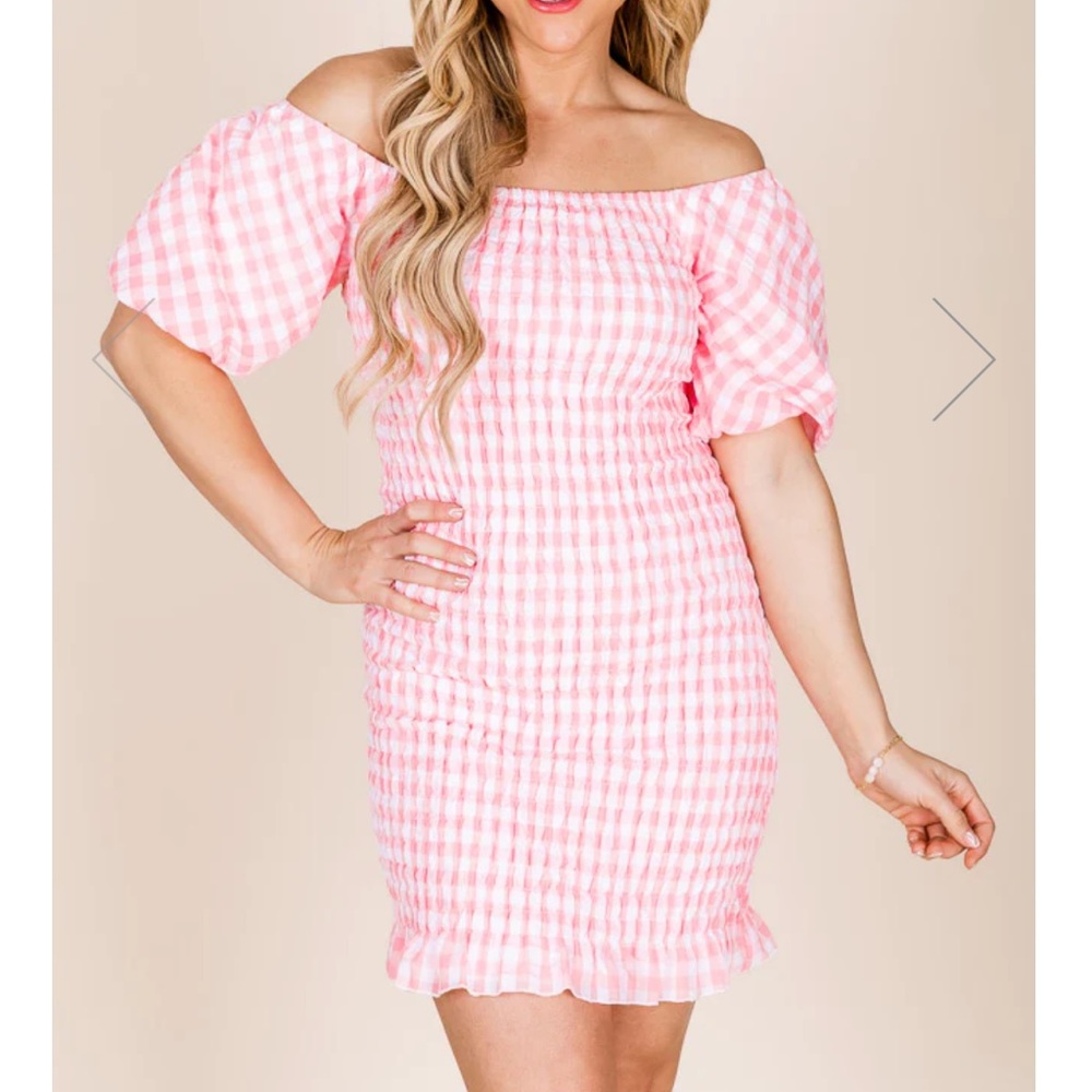Pink Lily Gingham Dress